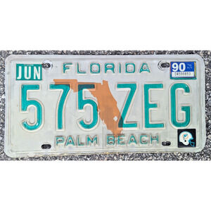 Vintage Florida License Plate Palm Beach Expired in 1990